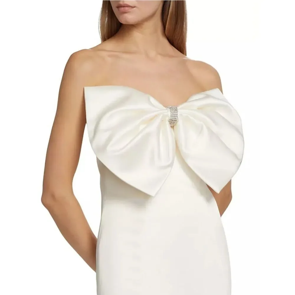 NWOT Bronx and Banco Evie‎ Bow Satin Minidress Elegant white Mini Dress - Picture 4 of 15